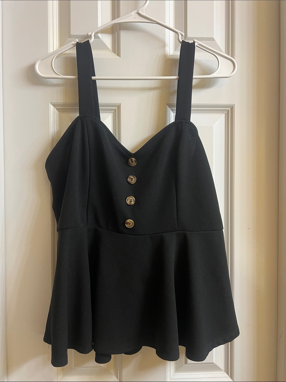 SHEIN Black Peplum Button-Front Camisole